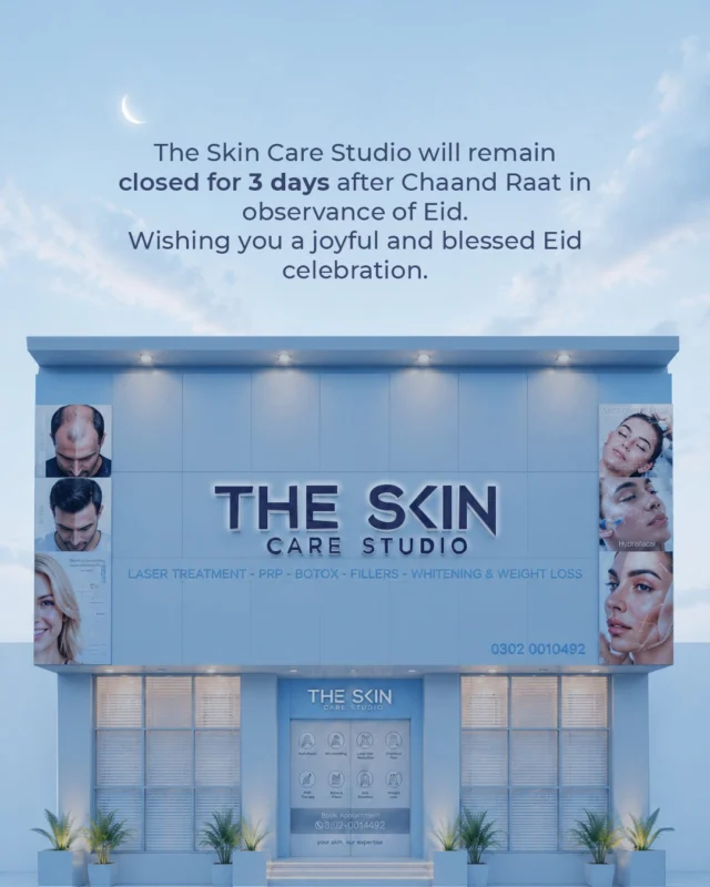 Eid Holidays Announcement 🌙✨ The Skin Care Studio will remain closed for 3 days in observance of Eid. Wishing you and your family a joyful, peaceful, and blessed Eid celebration. 🤍